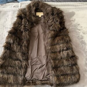 Michael Kors Dark Brown Faux Fur Vest